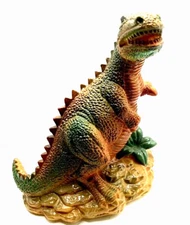 Vintage 1987 Small World Imports Dinosaur Coin Bank 6.5" Tall w/ Plug