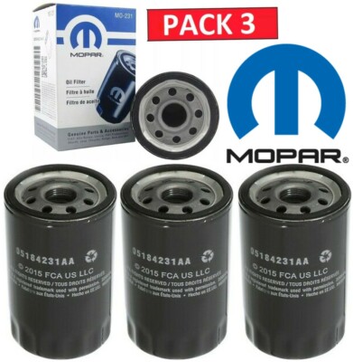 3 Pack Genuine OEM Mopar Oil Filter 5184231AA MO-231 Chrysler Jeep Dodge Ram