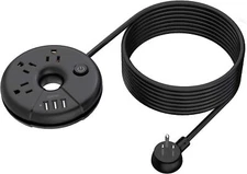 Flat Plug Travel Power Strip 15 Ft Ultra Thin Extension Cord with 3 Outlet 3 USB