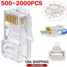2000pk RJ45 Pass Through Modular Plug Network Cable Connector End 8P8C CAT6 CAT5