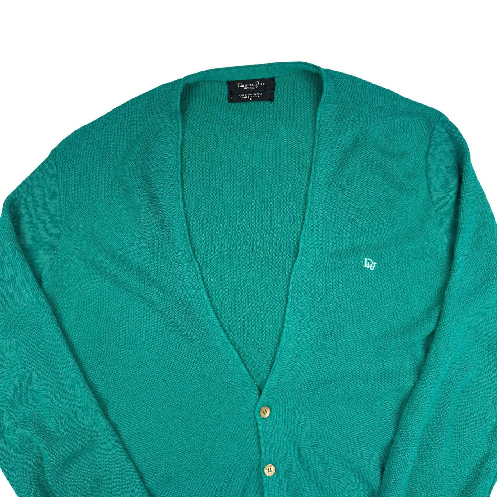 Christian Dior Monsieur Men's Button-Up Cardigan Green Knit Size L image 3
