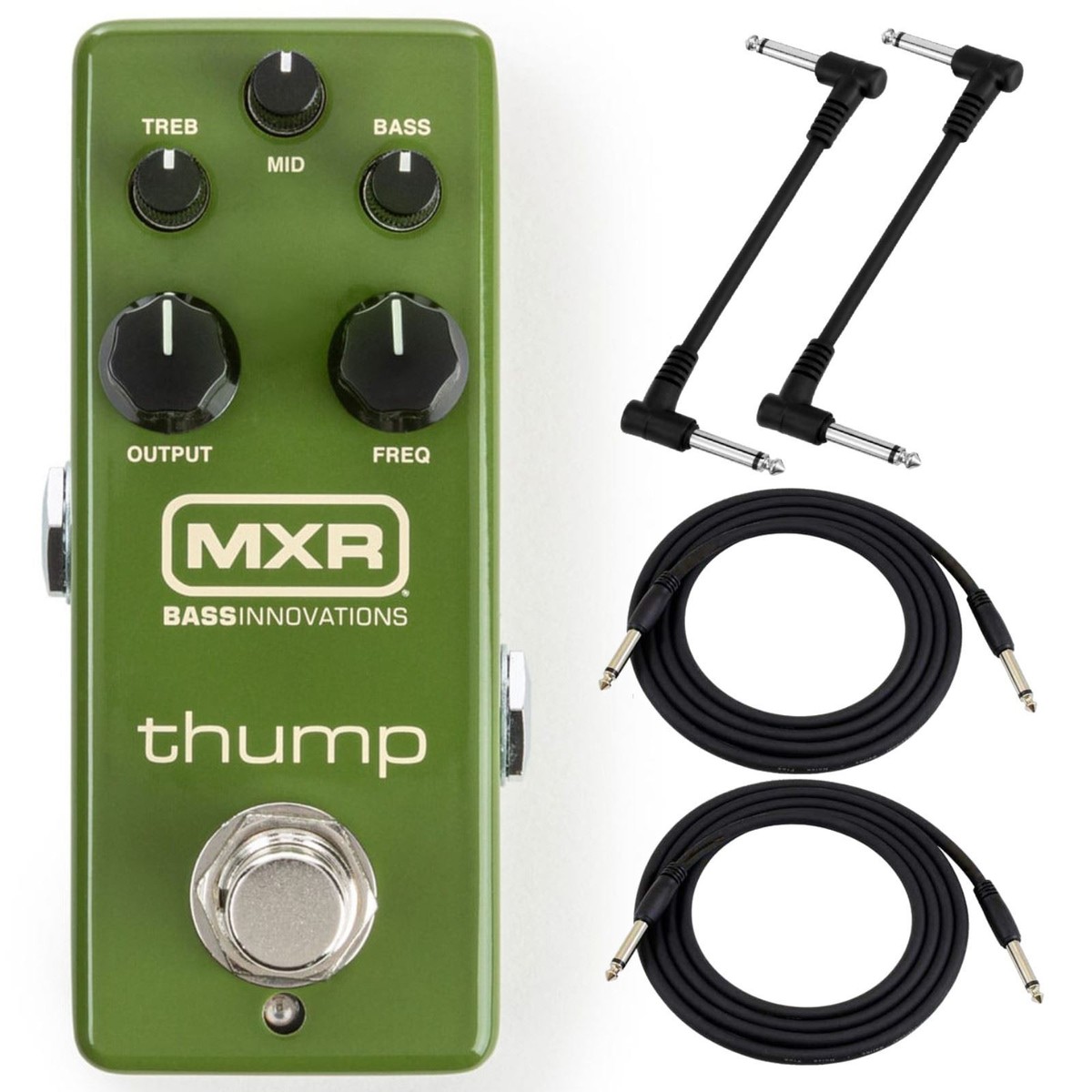 MXR M281 Thump Bass Preamp Effects Pedal Bundle with 4 Free Cables