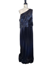 Jasmine Black One-Shoulder Ruched Evening Bridal Dress - Women's Size 18 (NWOT)
