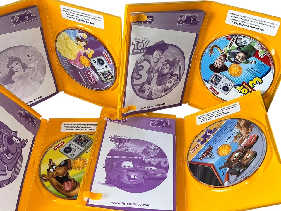 Fisher Price iXL Learning System Lot x4  Games Scooby Doo Princess Toy Story Car - Image 3 of 4