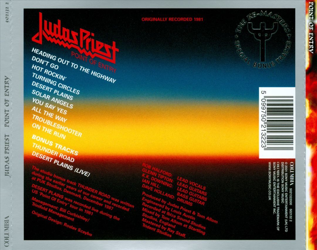 JUDAS PRIEST POINT OF ENTRY [HOLLAND BONUS TRACKS] NEW CD