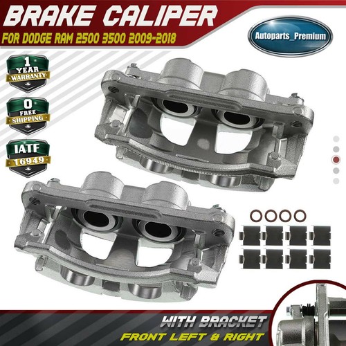 2x Brake Calipers w/ Bracket for Dodge Ram 2500 3500 20092018 Front