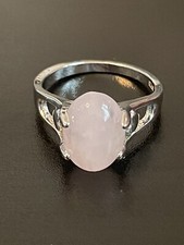 Rose Quartz S925 Silver Plated Statement Women Heart Ring