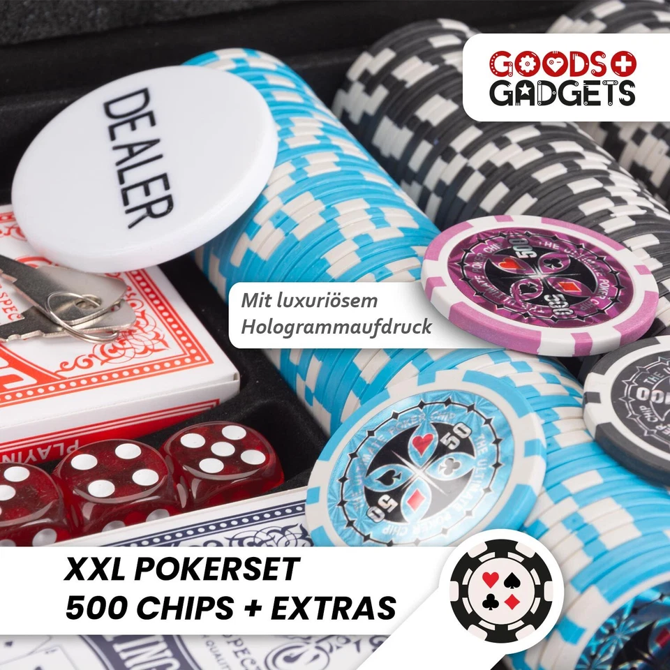 Professional Poker Case Poker Set with Poker Chips & Cards Poker Deck 12g Metal Core etc - Image 2 of 4