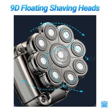 9D 5in1 Rotary Electric Shaver Cordless Hair Trimmer Bald Head Razor Men Wet Dry 2