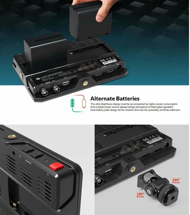 LILLIPUT H7S 7" 1800nit On-Camera Video Monitor 1920x1200 4K HDMI 3G-SDI 3D LUT - Image 4 of 4