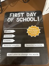 FIRST DAY OF SCHOOL 11.5" x 9" Reversible Chalkboard Printed Front  Blank Back