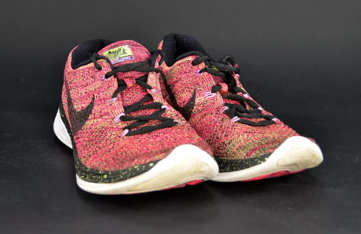 Nike Flyknit Lunar 3 Womens 698182-302 Pink Ghost Green Running