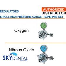 Belmed Regulator Single High Pressure O2/Gas Gauge 4900-0000-0001 4900-0000-0002