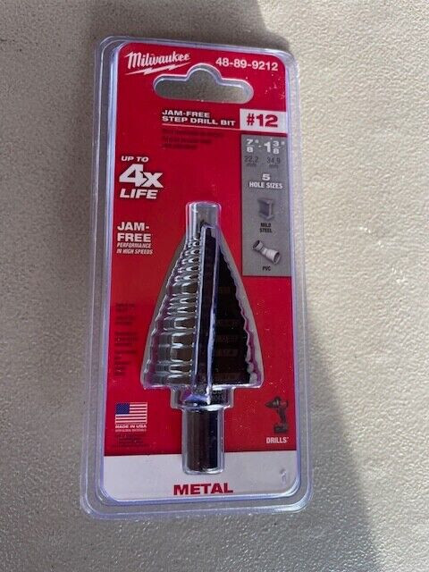 NEW MILWAUKEE 48-89-9212 JAM-FREE STEP DRILL BIT #12 SEALED