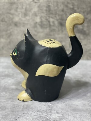 Pier 1 Folk Art Wooden Cat | eBay