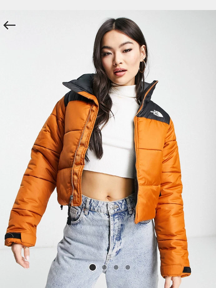 The North Face Womens Cropped Saikuru Jacket Coat Puffer UK 10 12 Orange  Black | eBay