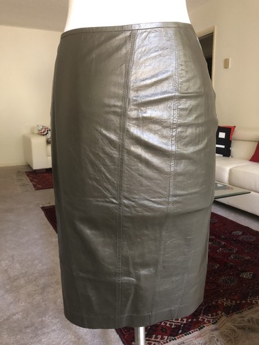 GUCCI DIRTY GREEN LEATHER SKIRT SIZE 40  - Afbeelding 2 van 15