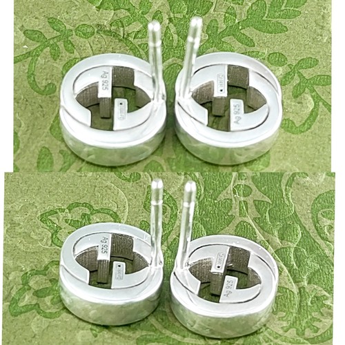 Gucci Interlocking G Stud Earrings Sterling Silver 925 W/Pouch - Picture 11 of 24