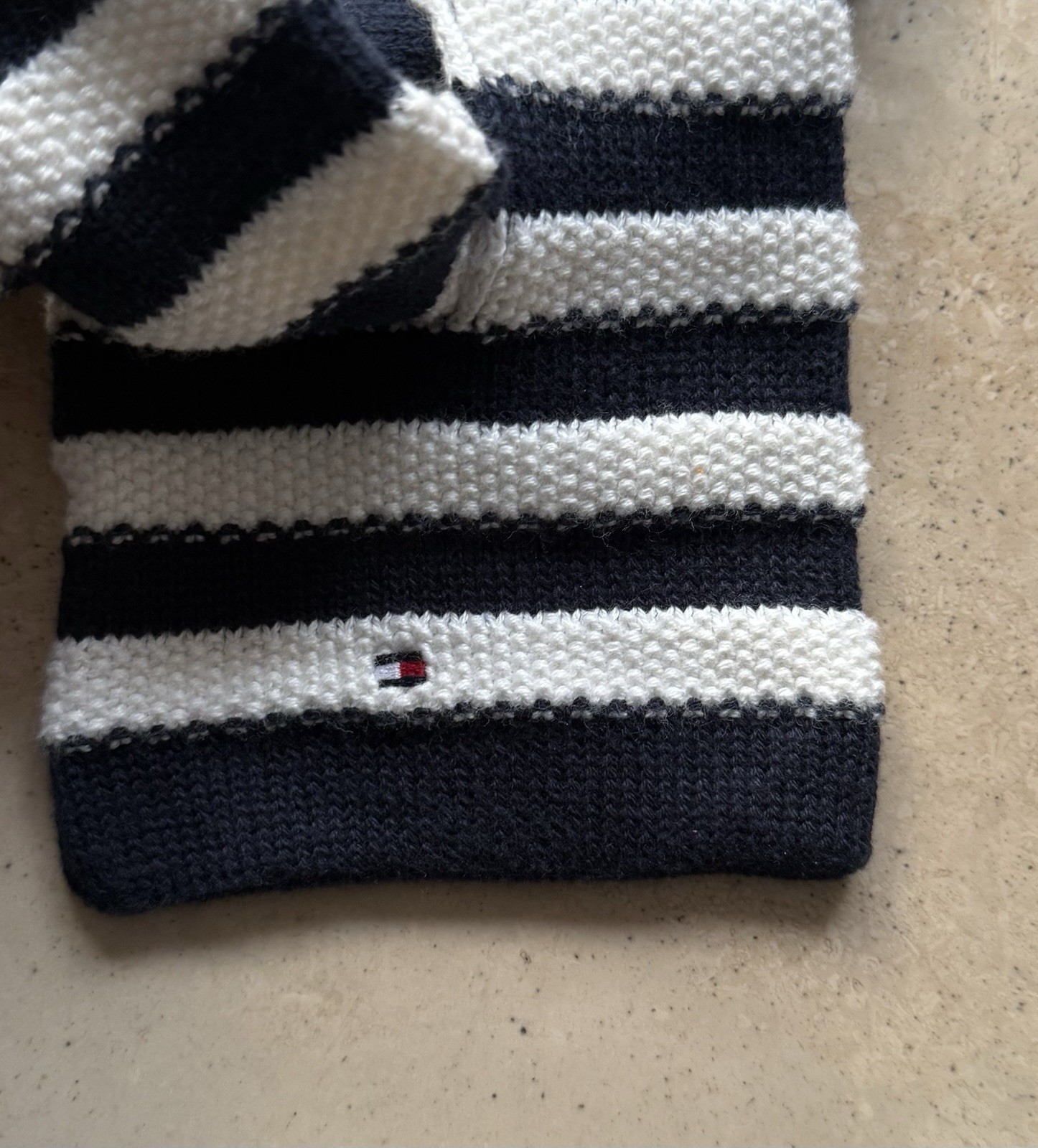 New - Tommy Hilfiger Baby Toddler Navy/White Soft Cotton Scarf With  Keyhole thumbnail 5
