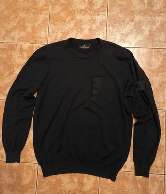 Stone Island Shadow Project Lightweight Knit Sweater XL Black Pocket Crewneck