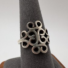 Mexican 925 Sterling Silver Scrollwork Openwork Statement Ring Size 8