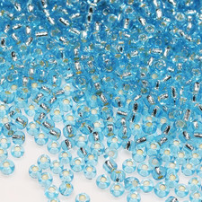 Light Lake Blue Sliver Lined Color Size 3mm Seed Beads About 3600pcs/100Grams in