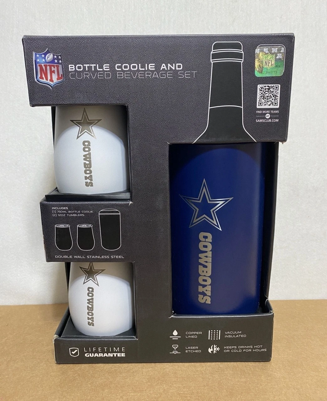 NFL Dallas Cowboys bottle coolie and Curved Beverage Set
