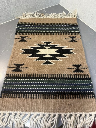 Hand Woven Wool Saddle Blanket Rug Navajo Southwest ~13x20” Decor