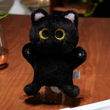 Black Siamese Cat Plush Toy 9" Stuffed Animal Toddler Doll Gift for Kids