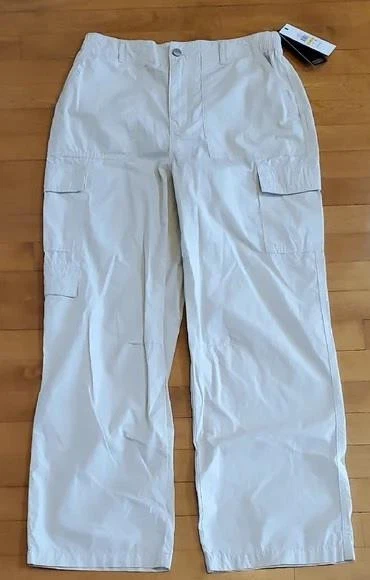 Womens DKNY Jeans 100% Cotton Cargo Pants Size Medium Large Light City Khaki NWT