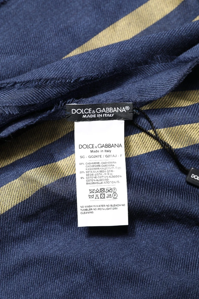 DOLCE & GABBANA Bufanda Azul Cachemira Cuello Envoltura Mantón Flecos 194cm x 70cm 560usd Foto 3 de 4