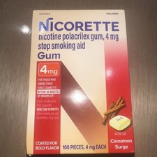 Nicorette Cinnamon Surge 4mg Nicotine Gum - 100 Count Stop Smoking Exp 2028   