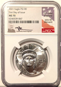2021 Pure Platinum Eagle Liberty $100 1oz MS-70 NGC First Day Issue