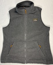LL Bean Women  s Mountain Classic Fleece Full Zip Mock Neck Vest Gray Large Reg