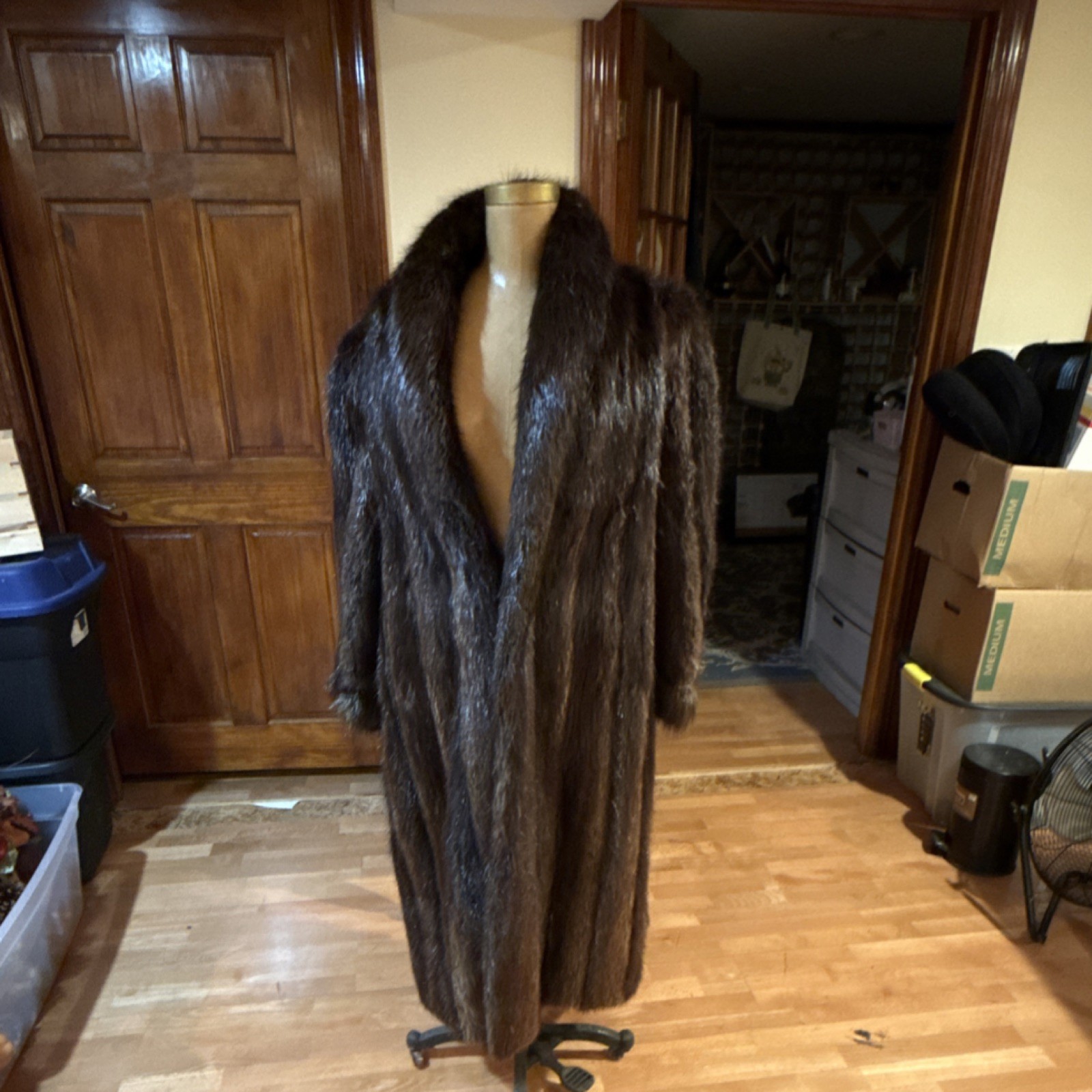 Vintage Peter Duffy  Brown Long hair beaver Fur Coat Women's Long large/xl