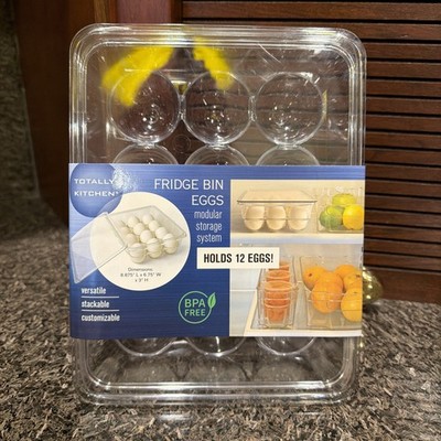 NEW Totally Kitchen 12 Eggs Fridge Bin Eggs Storage System