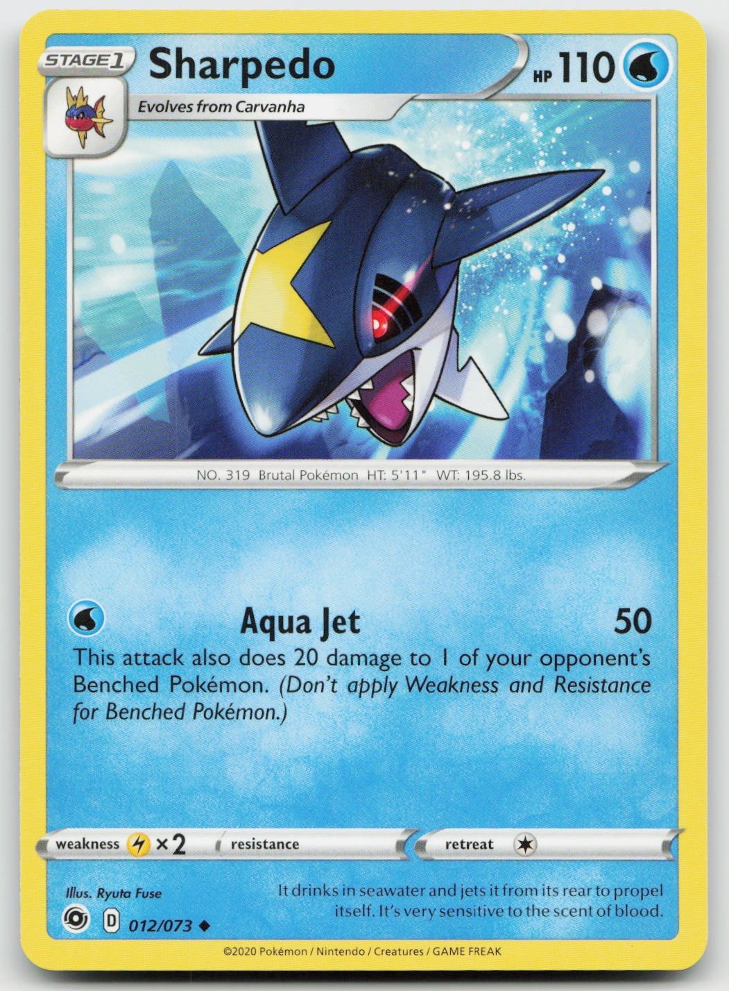 Sharpedo 12/73 -NM- Pokemon EN Champion's Path
