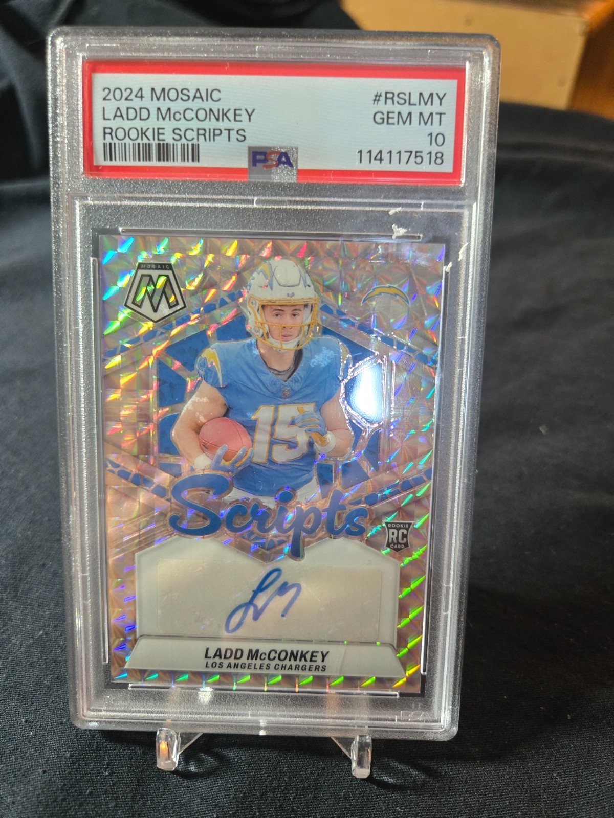 Ladd McConkey Panini Mosaic Rookie Scripts #RSLMY Base