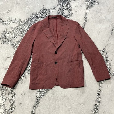 Giorgio Armani Red Micro Check Blazer Jacket Italy Tailored Sport Coat Mens