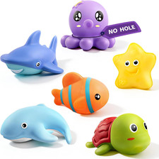 Infant Bath Toys for 18 Months - No Hole Animal Bathtub Toys, Baby Bath Tub Toys