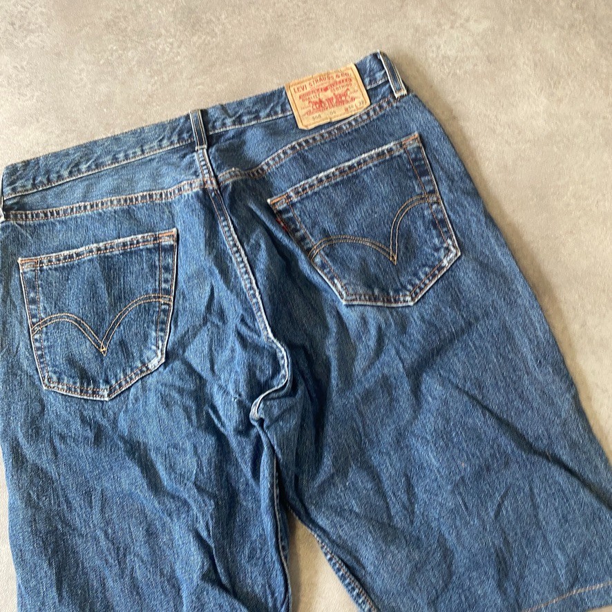 Levis Denim Shorts Mens 34" USA Cut Off Y2K Vintage Jorts, Blue image 8