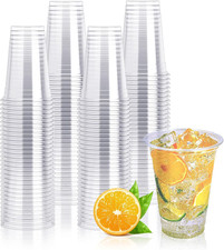 Lilymicky 200 Pack 10 oz Clear Plastic Cups, PET Disposable Drinking Cups Perfec