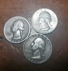 Washington Silver Quarters Lot of 3 Different Dates VG/VF