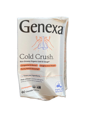 Genexa Cold Crush for Cold & Cough Non-Drowsy | 60 Chewable Tablets | Berry