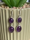Amethyst Drop Earrings Sterling Silver 925 Plated Purple Natural Gemstone Dangle