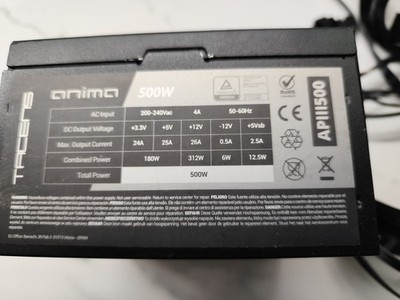 Tacens Anima APIII500, Netzteil PC ATX 500W, SMD Technologie 85% Bronze 12V OVP