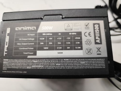Tacens Anima APIII500, Netzteil PC ATX 500W, SMD Technologie 85% Bronze 12V OVP