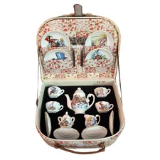 Alice In Wonderland Miniature Tea Set Reutter Porzellan 19 pcs Floral Hamper
