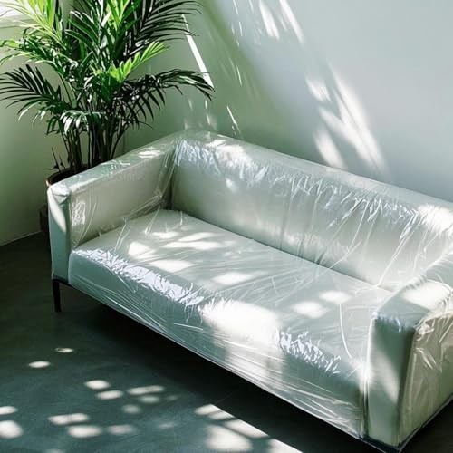 Plastic Couch Covers for Moving Sofa Storage Cover Clear Patio Chair 134"x 46" - Imagen 5 de 7