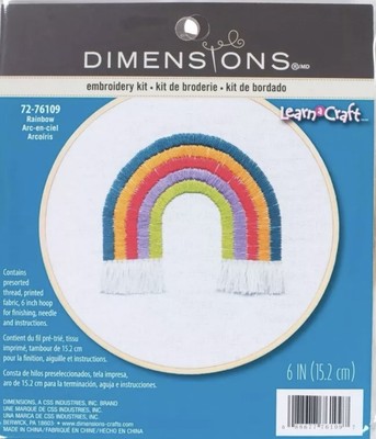 DIMENSIONS LEARN A CRAFT Embroidery Kit - RAINBOW - 6 '' Hoop Included